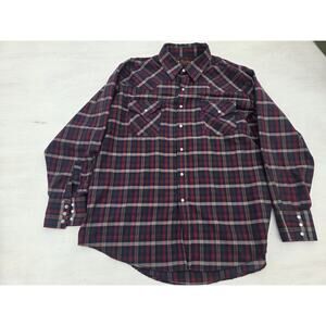 Vintage Plains Western Wear Shirt Men XL Pearl Snap Button Cowboy Ranch Rodeo